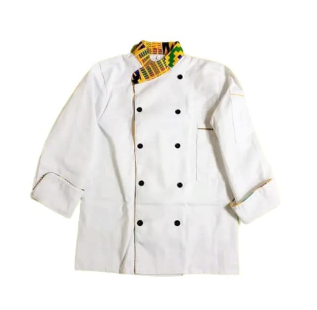 White Ankara Piped Chef Jacket