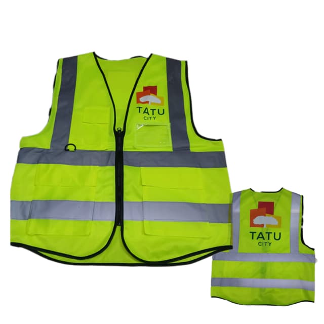 Branded High Visible Green Reflector vests with Pockets
