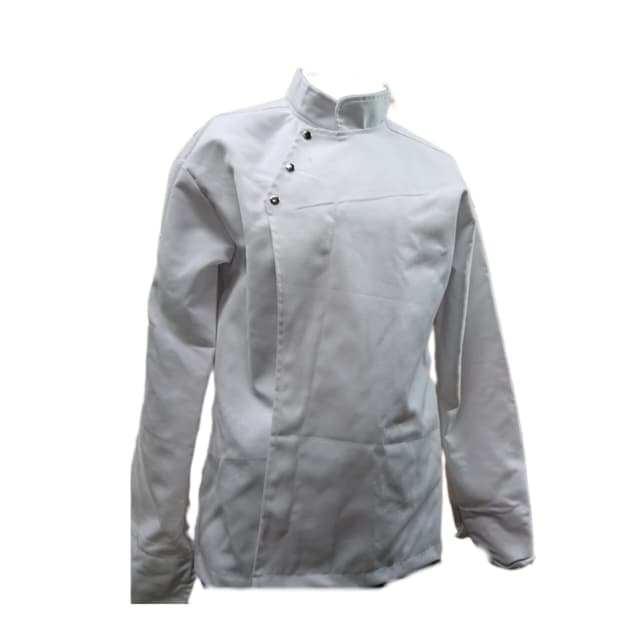 White Cotton Twill Chef Jacket Branded