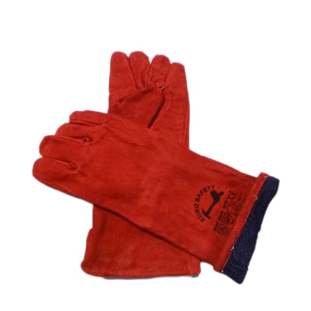 Red Leather Gloves double lining 16 inches