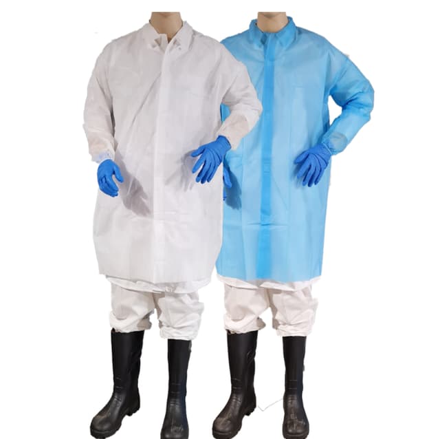 Durable Disposable Dust Coats White and Blue