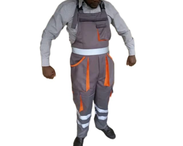 Grey Cotton Reflective Bib Overall