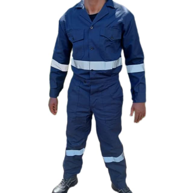 Plain Overall with Grey Reflective Stripes