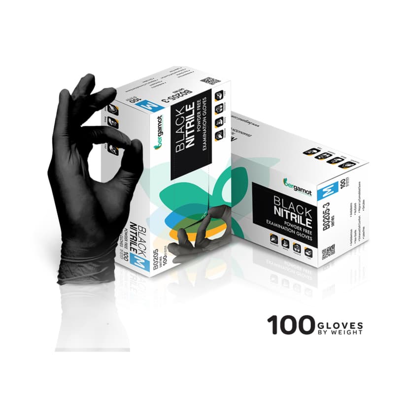 Thick SE Black Nitrile Power Free Gloves