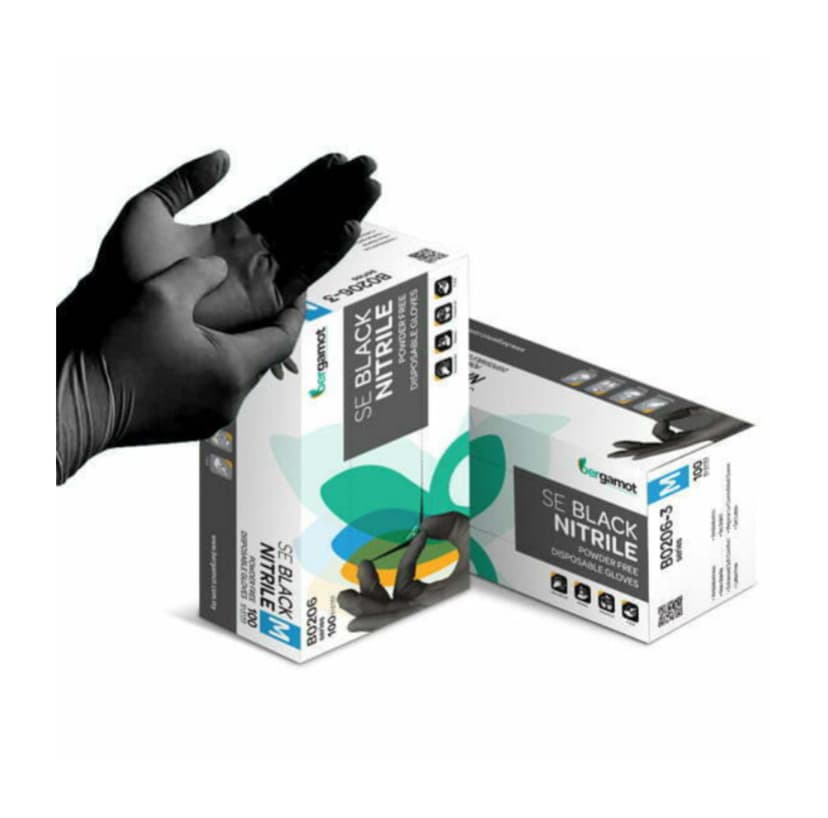 Nitrile Disposable Black Gloves