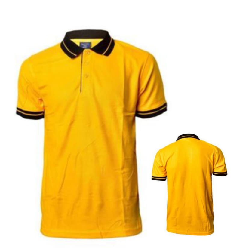 Golden Yellow collar Black Polo-Tshirt