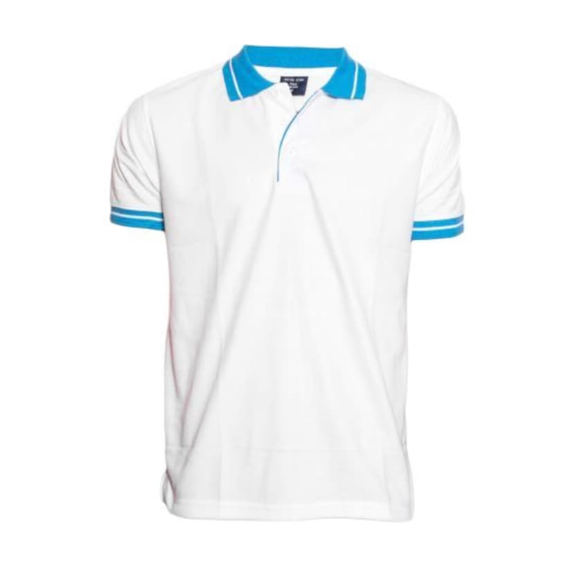 White Body Collar Blue Polo-Tshirt