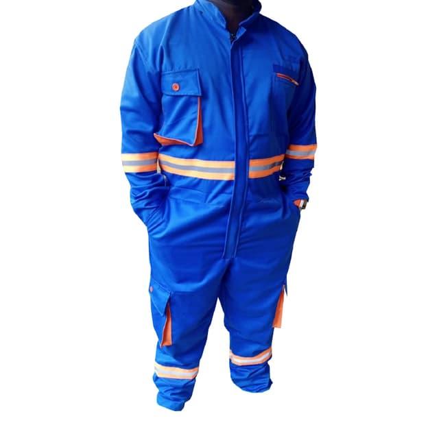 Royal Blue Reflective Cargo Pockets Overalls