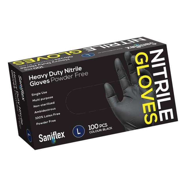 Latex Free Power Free Black Nitrile Gloves